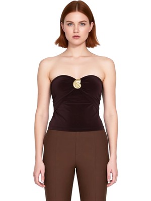 Ersefa Kadın Örme Straplez Üst Şık Detaylı Vücut Saran Kesim Kaliteli Şık Rahat Modern Zarif Günlük