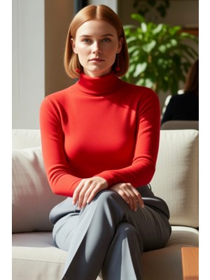 FRM Kadın Şık Crop Balıkçı Yaka Slim Kalıp Örme Fitted Vücuda Oturan Parmak Detaylı Fitilli Esnek Bluz