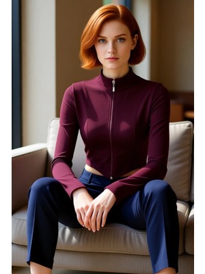 FRM Kadın Fermuarlı Dik Yaka Örme Crop Üst Kaliteli Şık Rahat Modern Zarif Günlük