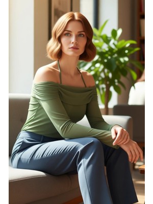 FRM Kadınlar Için Şık Ispanyol Kol Bluz Bağlama Detaylı Örme ve Zahmetsiz Şıklık Kaliteli Şık Rahat