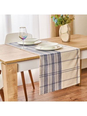 Deniz Runner - Ekru / Mavi - 45X150 cm