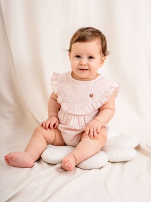 Kidaxi Pitikare Desenli Kız Bebek Body | Şık ve Rahat Tasarım | 3-24 Ay