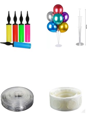 Tedaks 4 Lü Balon Malzemesi Pompa 7 Li Stand Balon Zinciri Balon Yapıştırıcısı