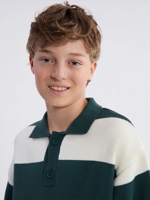 LC Waikiki Lcw Kids Petrol Polo Yaka Erkek Çocuk Triko Kazak