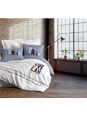 MCM Group Cotton Box Mood Nakışlı Ranforce Çift Kişilik Nevresim Takımı Forever Gri