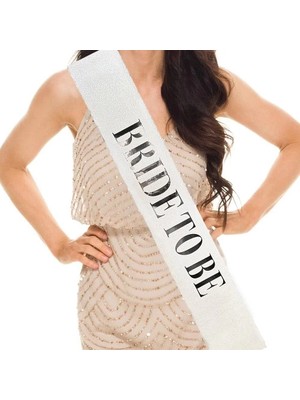 MCM Group Beyaz Gümüş Bride To Be Simli Kuşak Kemer 10 cm