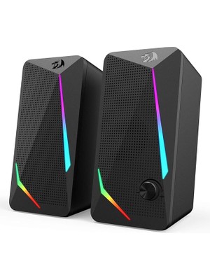 Misda Store GS510 Waltz Rgb Masaüstü Hoparlörler, LED Arka Aydınlatmalı 2.0 Kanallı Pc Stereo Hoparlörler, Gelişmiş Bas ve Kolayca Erişilebilen Ses Kontrolü, USB ve 3,5 mm Kablo ile