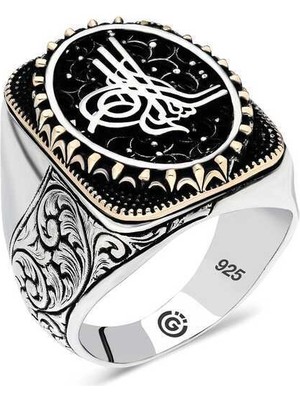 Gumush Gümüş Tuğra Oval Erkek Yüzük - 23