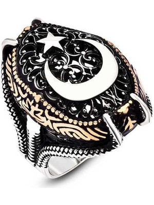 Gumush Gümüş Ay Yıldız Pençe Erkek Yüzük - 29