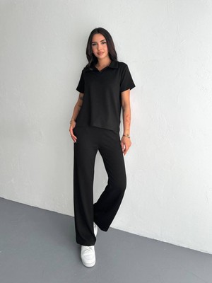 Bella Breeze Kadın Modal Kumaş Kısa Kollu Polo Yaka T-Shirt Eşofman Takımı