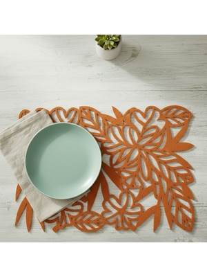 Grand Fine Art 2 Adet Keçe Amerikan Servis Dikdörtgen Supla 33X44 Cm-Yaprak Desenli Supla