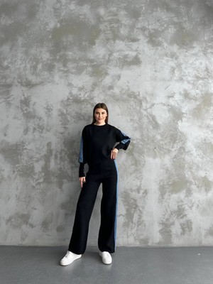 Bella Breeze Kadın Spor Eşofman Takım Modal Kumaş Şeritli Uzun Kol Ikili Takım