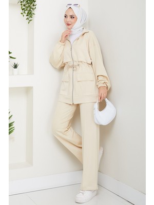 İlkimay.com Kapak Cepli Oysho Ikili Takım 1652 - Bej