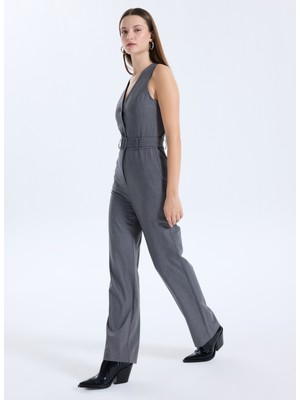 Sisley Düz Koyu Gri Kadın Tulum 41NDLT00P