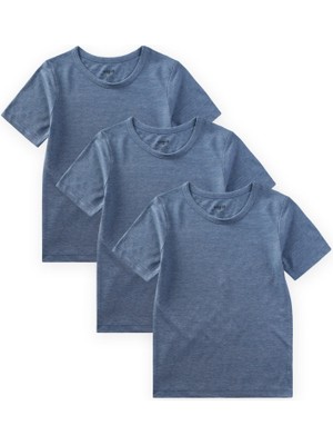 Cigit Kısa Kollu Üçlü Erkek Atlet 2-9 Yaş Mavi