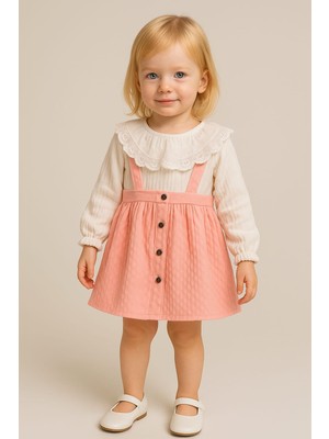 Gigi Giyim Yakası Fırfır Detaylı Kız Çocuk Elbise