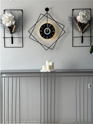 MetaQuartz Aksesuar 5'li Elegante Set - Led'li Ferrero Blackberry Exclusive Dekor - (Pilli) Metal (Mobilya) Duvar Saati