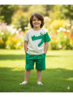 Şimo Butik Erkek Çocuk Şortlu Takım, Timsahlı