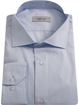 Uki Açık Mavi Comfort Fit Uzun Kol Gömlek