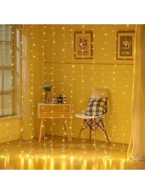 Ronanna 8 Fonksiyonlu 200 LED 10 Saçak Şerit LED 2x2 Perde Ip LED  (Gün Işığı)