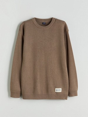 LC Waikiki Lcw Kids Kahverengi Bisiklet Yaka Erkek Çocuk Kazak