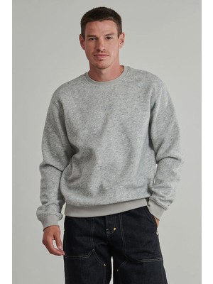 Guess Erkek Melange Yün Karışımlı Scuba Sweatshirt - Gri