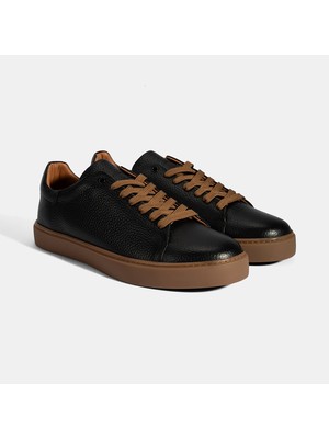 Desa Erkek Siyah Bağcıklı Deri Sneaker