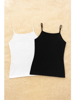 Alissa Kadın Pamuklu Likralı Ip Askılı Penye 2'li Atlet W6K0K9T1KA