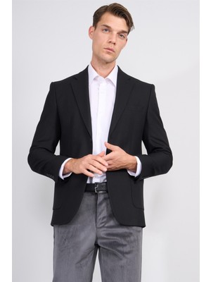 Mentality 4666 Erkek Mono Yaka Tek Ceket Slim Fit Siyah