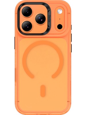 iPhone 17 Pro Max Uyumlu Kılıf M-Safe Şarj Özellikli Benks C-Magnet Lucid Armor Kapak Turuncu