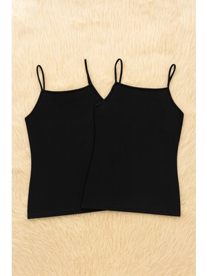 Alissa Kadın Pamuklu Likralı Ip Askılı Penye 2'li Atlet