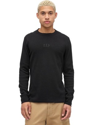 Gap Logo Waffle-Knit Bisiklet Yaka T-Shirt - 795644