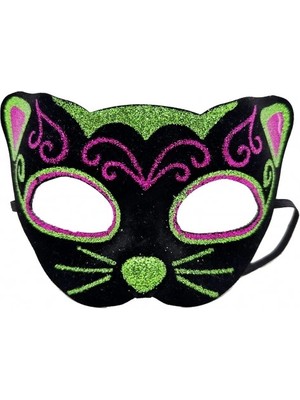 Ronanna Siyah Kadife Işlemeli Kedi Maskesi