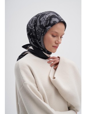 Carell Etnic Siyah Mulbary Ipek Eşarp