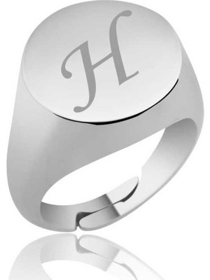 Gumush Gümüş  Ayarlanabilir Harfli Şovalye Bayan Yüzük