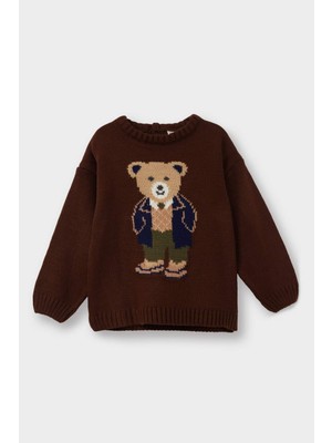 DeFacto Ayı Baskılı Triko Kazak Erkek Bebek G3358A525WN