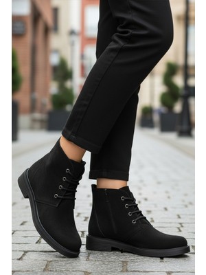 Ayakmod Siyah Süet Içi Polarlı Fermuarlı Kadın Bot 284098 Z