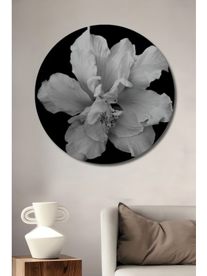 Teona Ahşap Dekoratif Ahşap Yuvarlak Tablo Beyaz Çiçek
