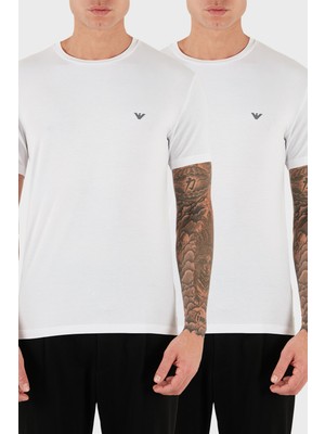 Emporio Armani Logolu Slim Fit Bisiklet Yaka 2 Pack T Shirt Erkek T Shirt EM001849 AF14134 M0082