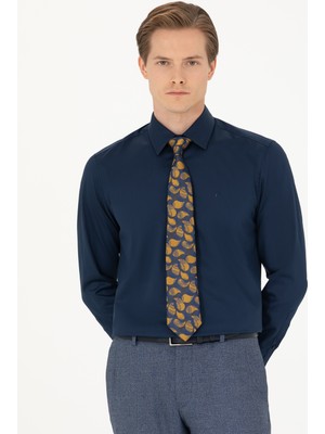 Cacharel Lacivert Slim Fit Uzun Kollu Basic Gömlek 50270154 VR033