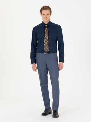 Cacharel Erkek Lacivert Slim Fit Uzun Kollu Basic Gömlek 50270154-VR033