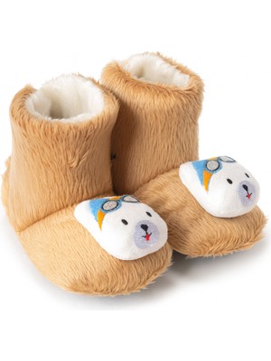 Pufien Çocuk Ev Botu, Ayıcık Peluş Bot, Polar Ayı Desenli Rahat ve Kaymaz Tabanlı, Bebek ve Çocuk