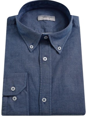 Uki Mavi Comfort Fit Uzun Kol Oxford Klasik Gömlek