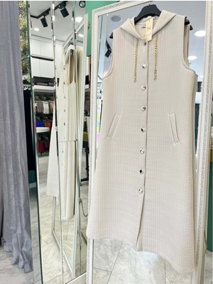 Meram Butik Nurgün Kapitone Yelek - Taş - 42