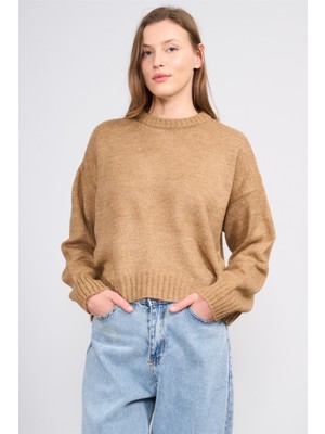 Çetinkaya Fithit 2059 Kadın Bisiklet Yaka Akrilik Triko Camel