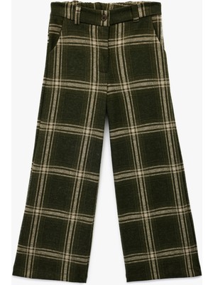 Koton Beli Lastikli Viskon Karışımlı Ekoseli Pantolon