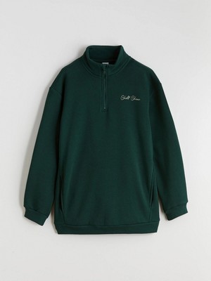 LC Waikiki Lcw Kids Yeşil Dik Yaka Erkek Çocuk Sweatshirt