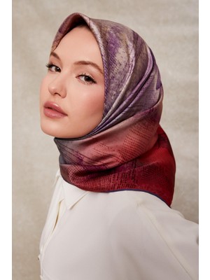 Levidor Kırmızı Desenli Twill İpek Eşarp