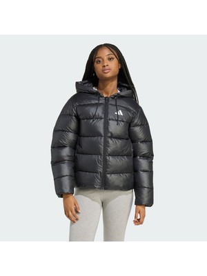 adidas Essentials Synthetic Down Puffer Kadın Siyah  Kapüşonlu Mont
