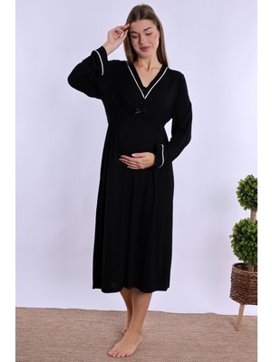 Effortt Siyah Hamile Lohusa Gecelik